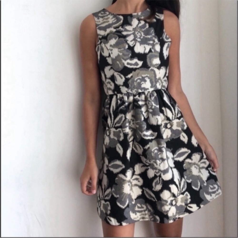 Anthropologie Tabitha Black and Cream Floral Mini Dress, Sz 4, Great Condition!